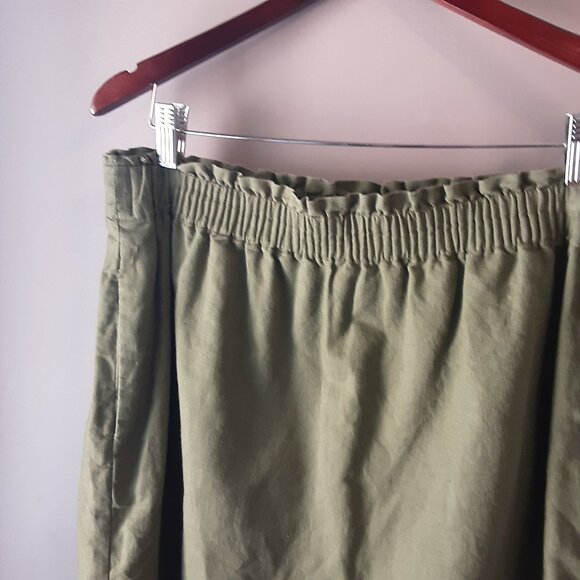 J Crew Khaki Green Elastic Waist Short Skirt Lined Pockets Size 14 - Picture 3 of 8